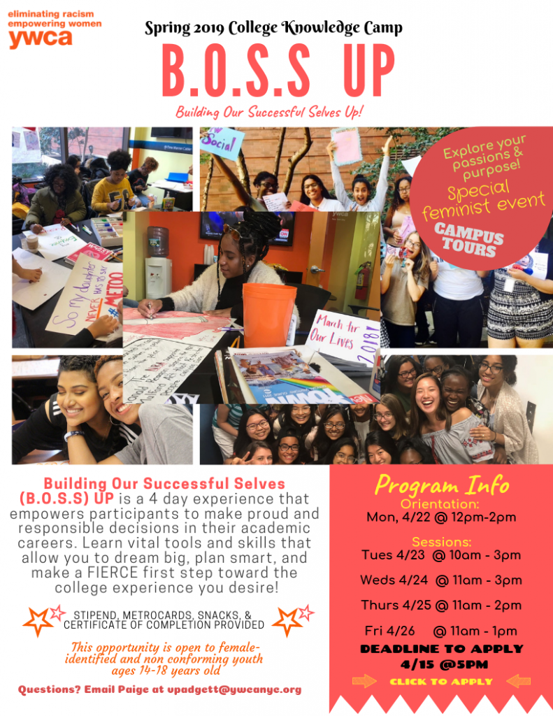 This camp flyer includes a collage of forer and current program participants. It also includes camp details such as date and time. 