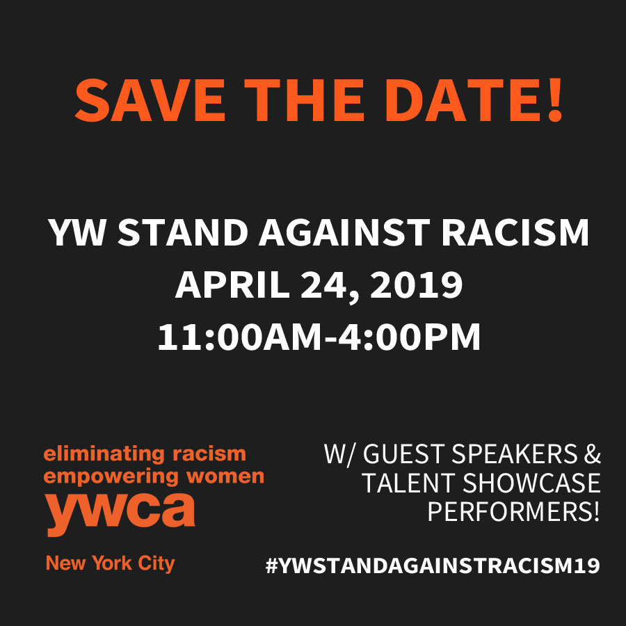 Stand Against Racism event Save the Date listing event details. 